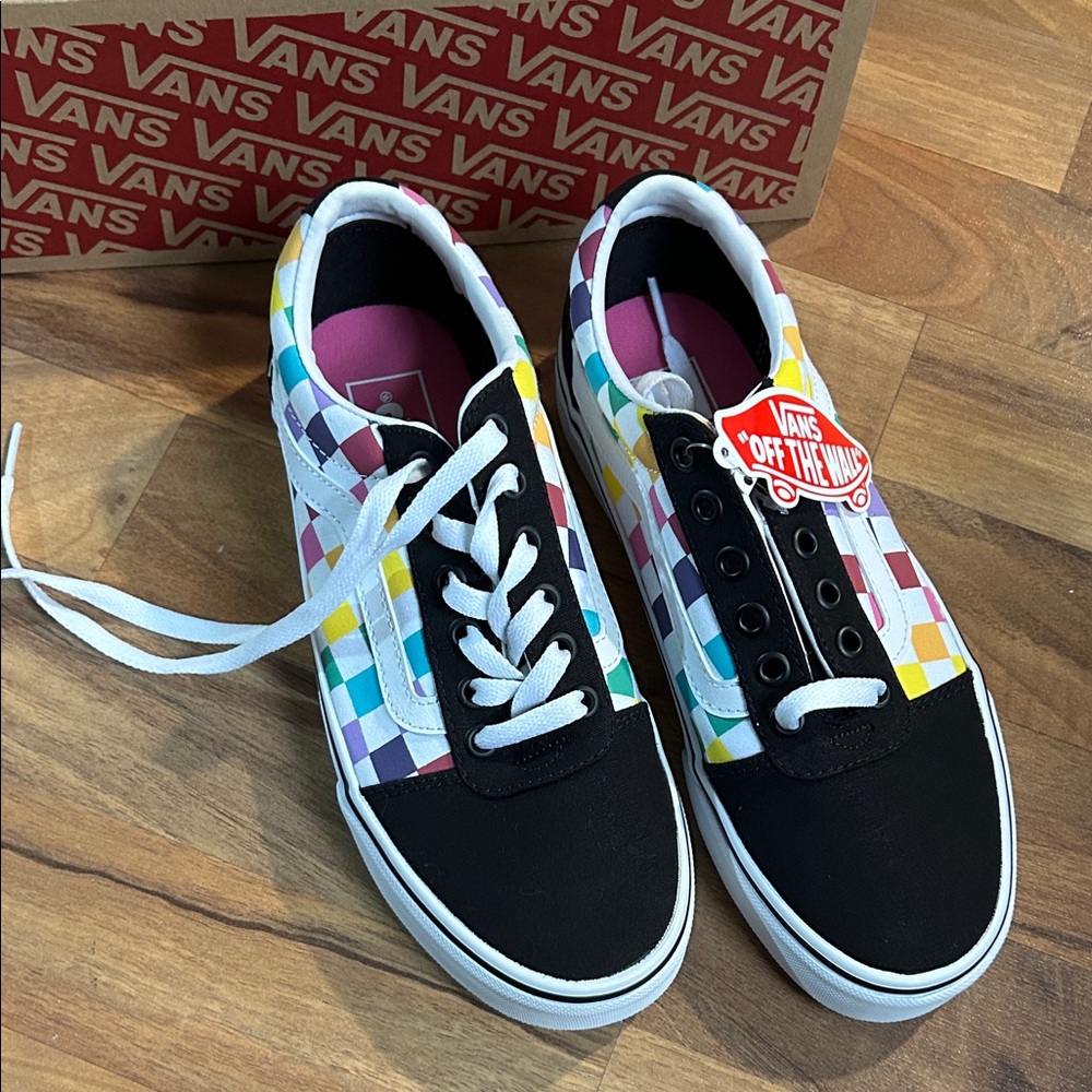 Vans Colorful Checkered Sneakers with Black and White Accents - Picture 2 of 5